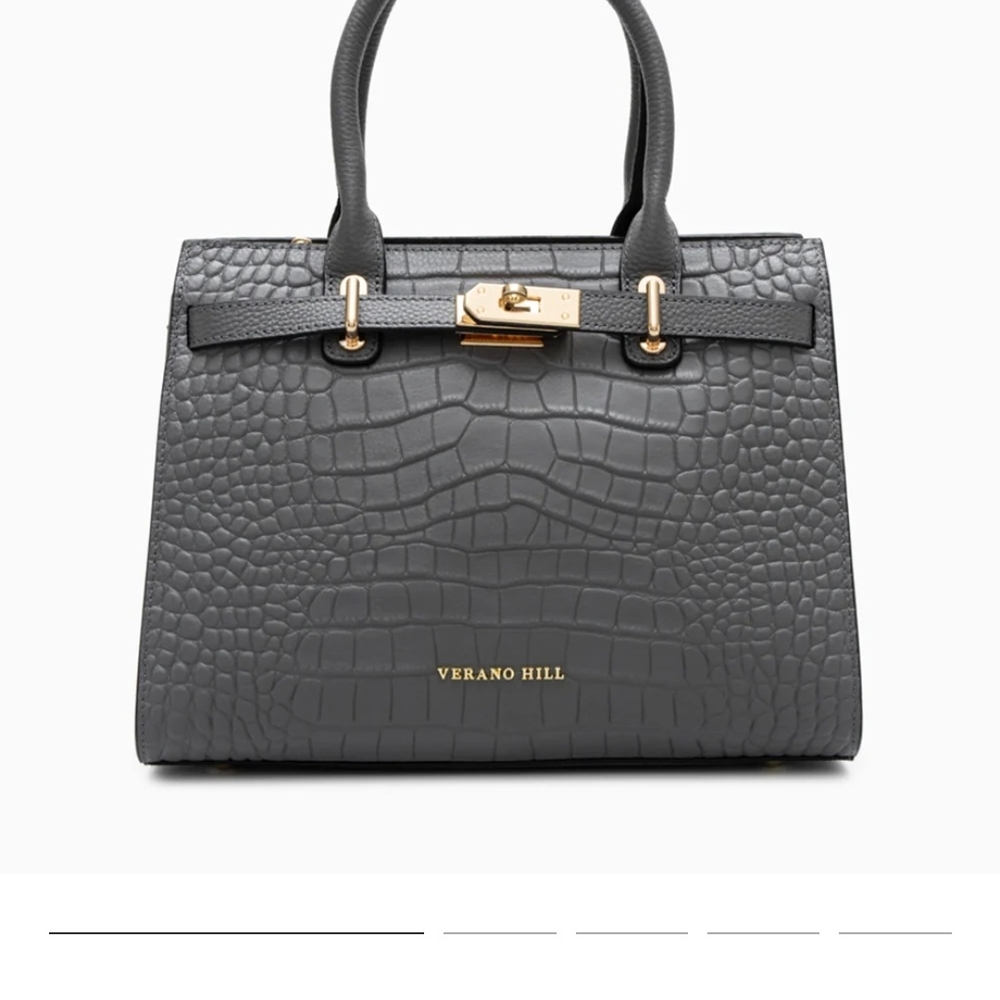 Verano Hill Charcoal Crocodile Satchel